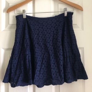Blue crochet A-line mini skirt M